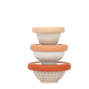 FOOD HUGGERS Terracotta Silicone Glass Bowl Lids Set of 3 BPA PHYLATE FREE BNWT